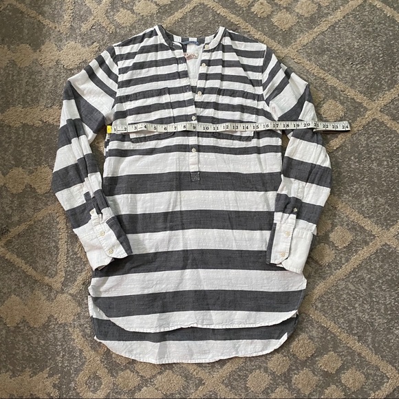 Merona Target Gray/White Wide Stripe 100% Cotton Adjustable Tunic Women’s Size M - Picture 8 of 10